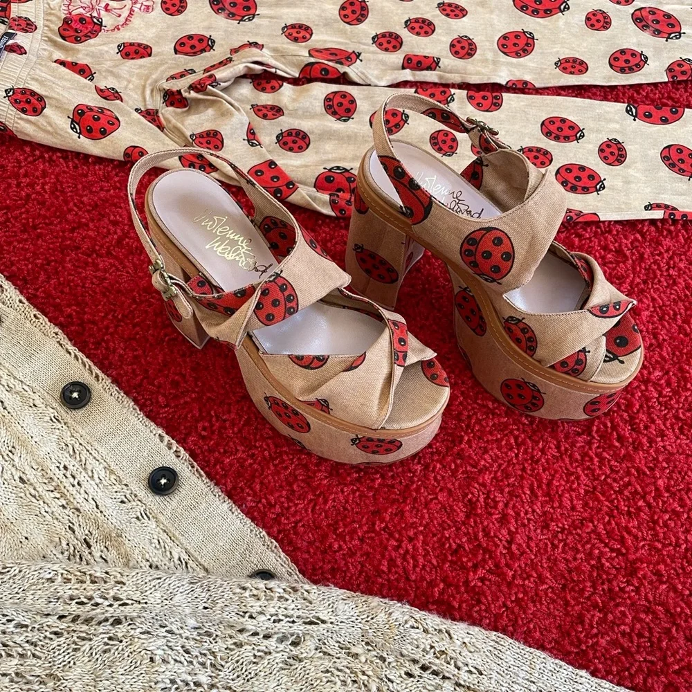 Brand NEW Vivienne Westwood SS17 CORONATION SANDAL LADYBIRD PRINTED CANVAS IT3… - Picture 12 of 16